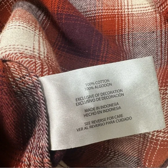 Gap Women’s Flannel Moana Plaid Button Down‎ Shirt, relaxed fit Size Large- New - Picture 6 of 13